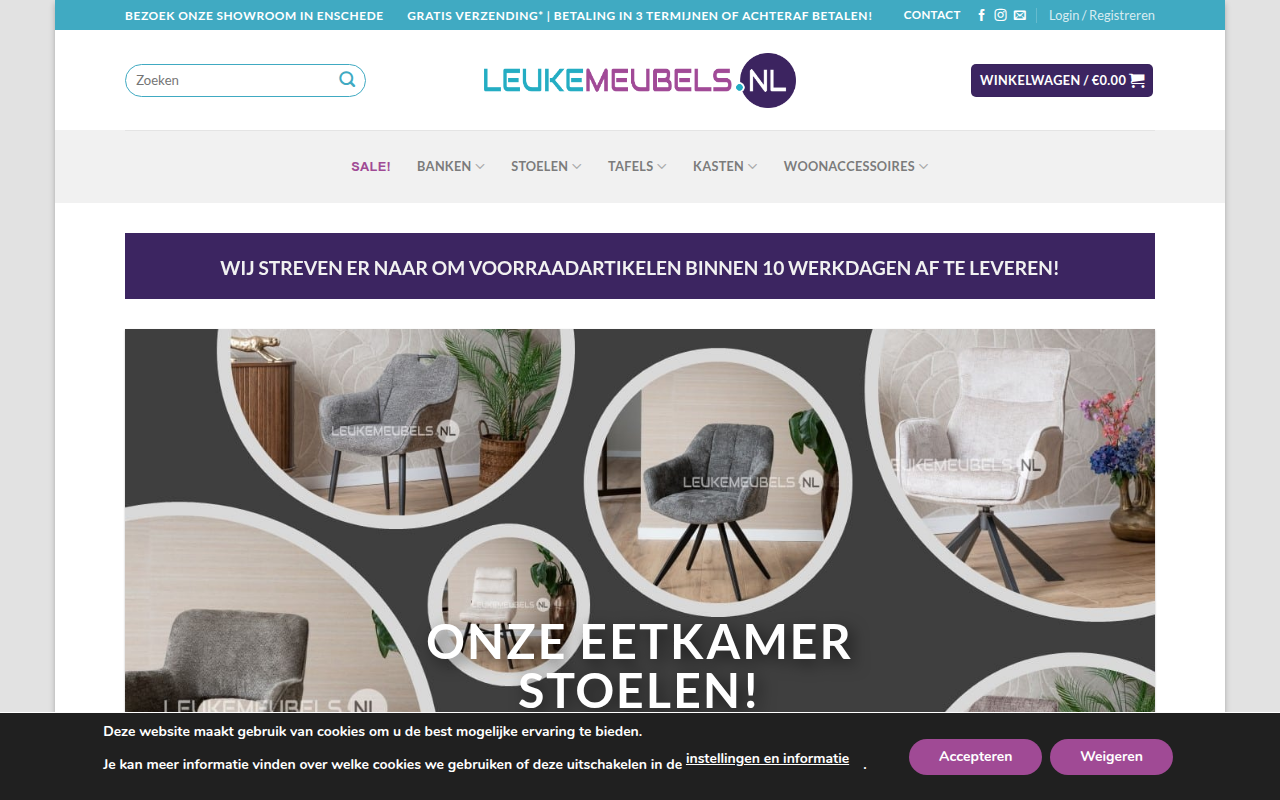 Screenshot van leukemeubels.nl