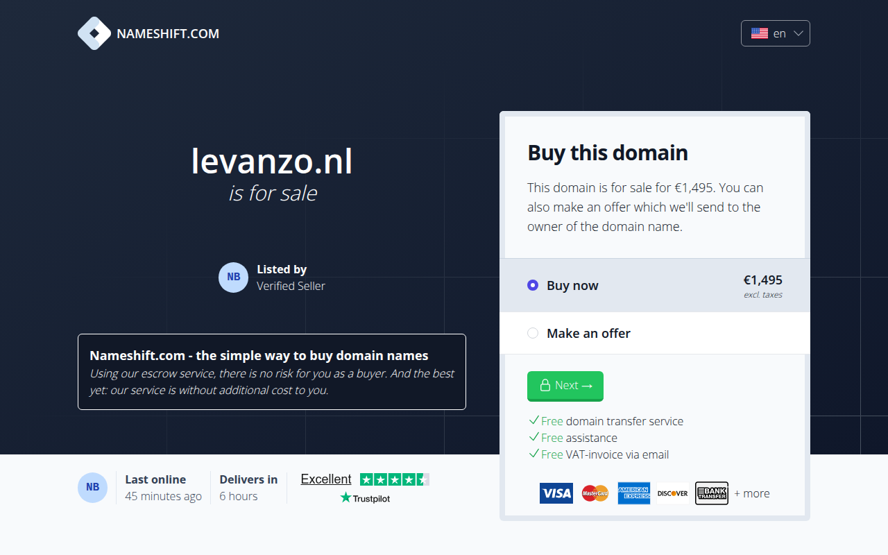 Screenshot van levanzo.nl