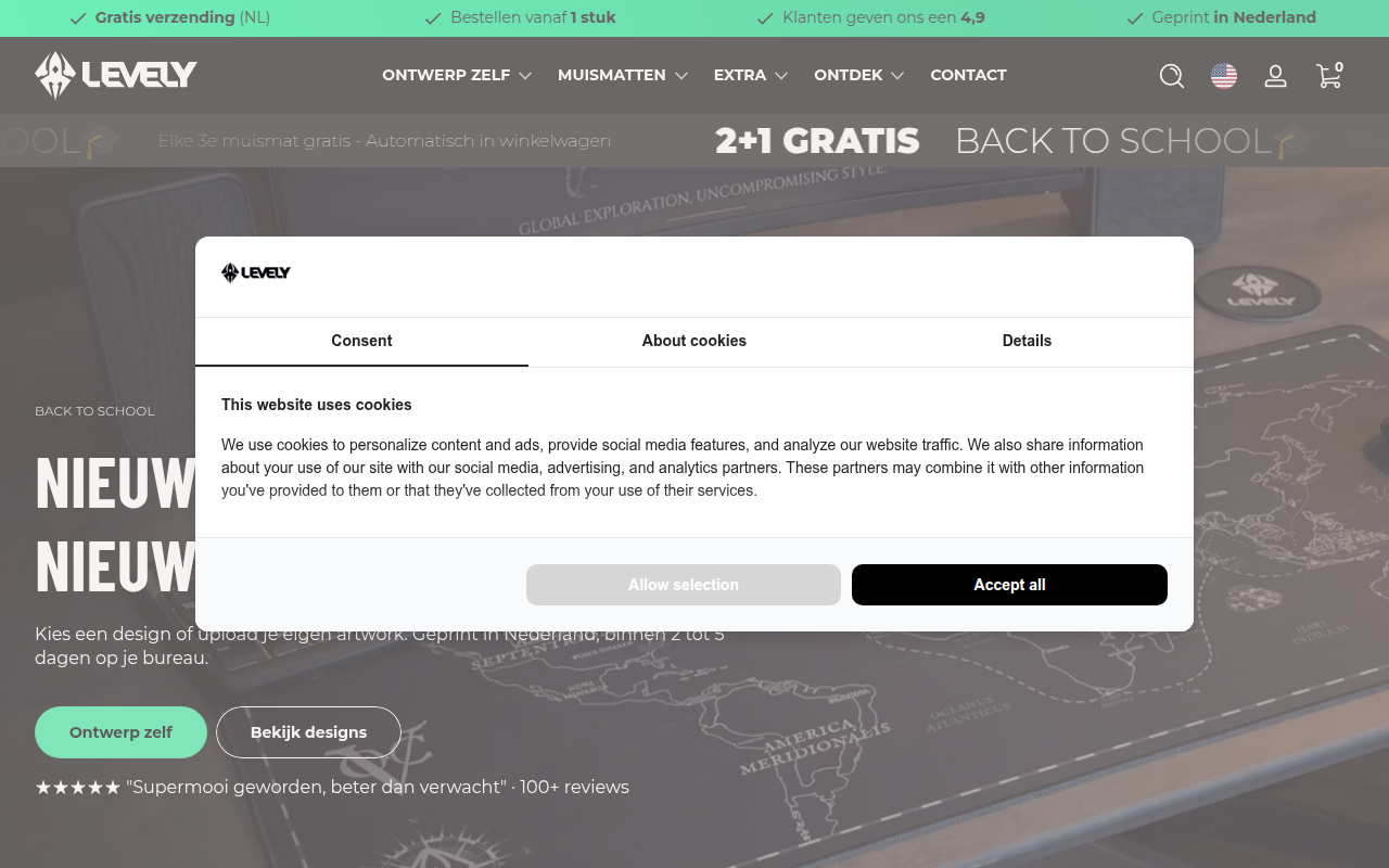 Screenshot van levely.nl