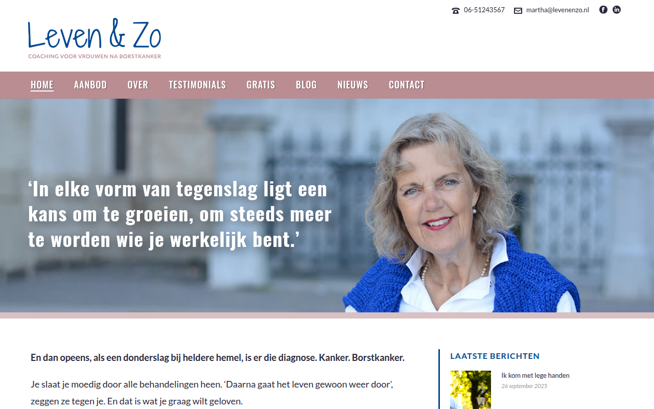 Screenshot van levenenzo.nl