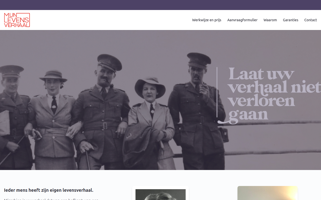Screenshot van levensverhaal.nl