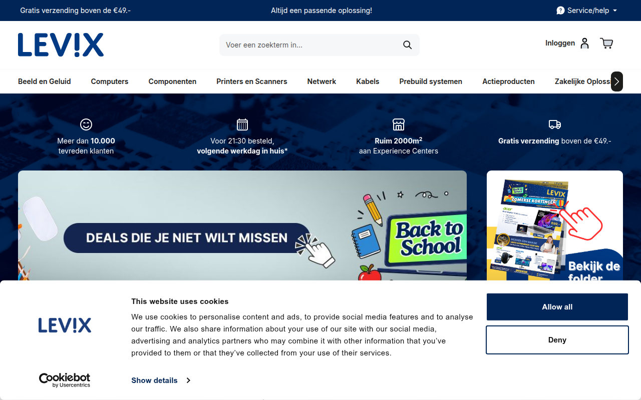 Screenshot van levix.nl