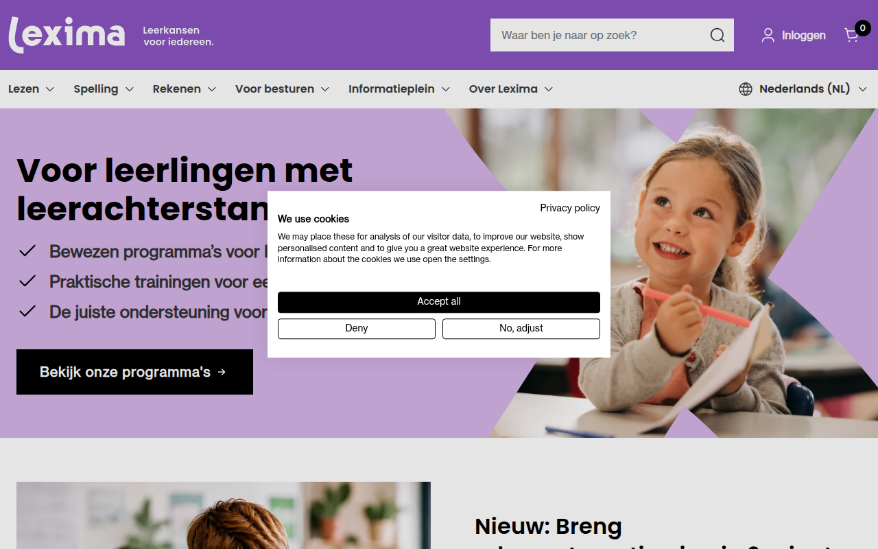 Screenshot van lexima.nl