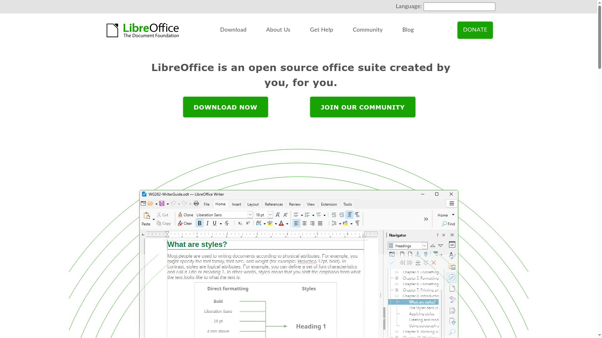 Screenshot van libreoffice.org