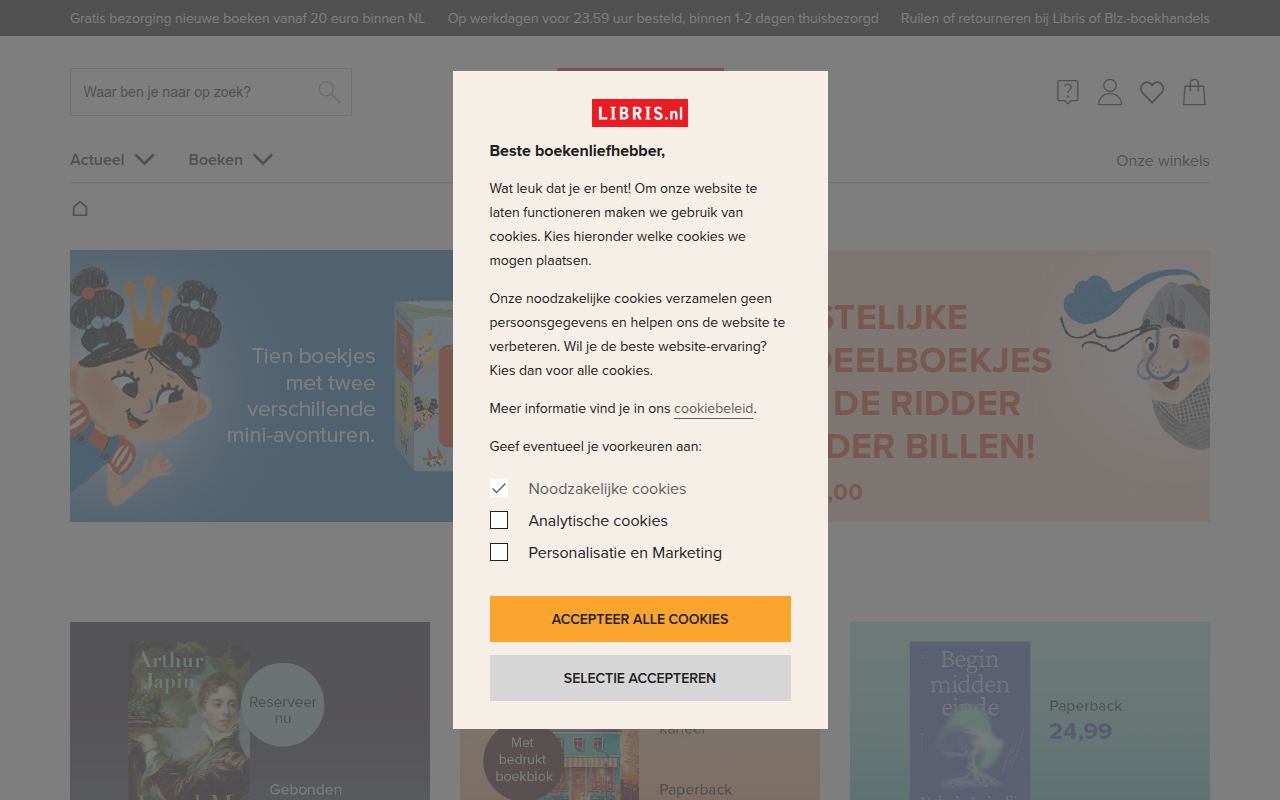 Screenshot van libris.nl