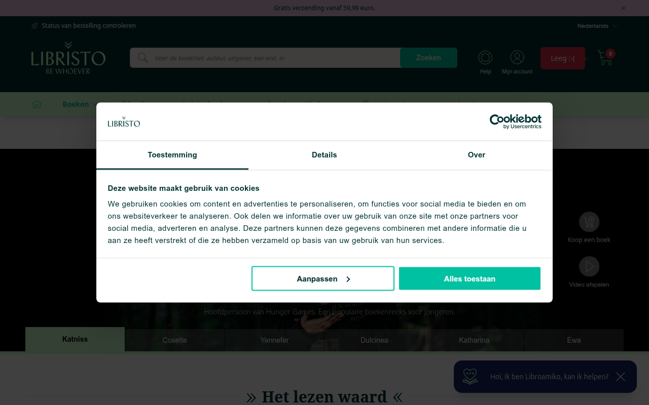 Screenshot van libristo.nl