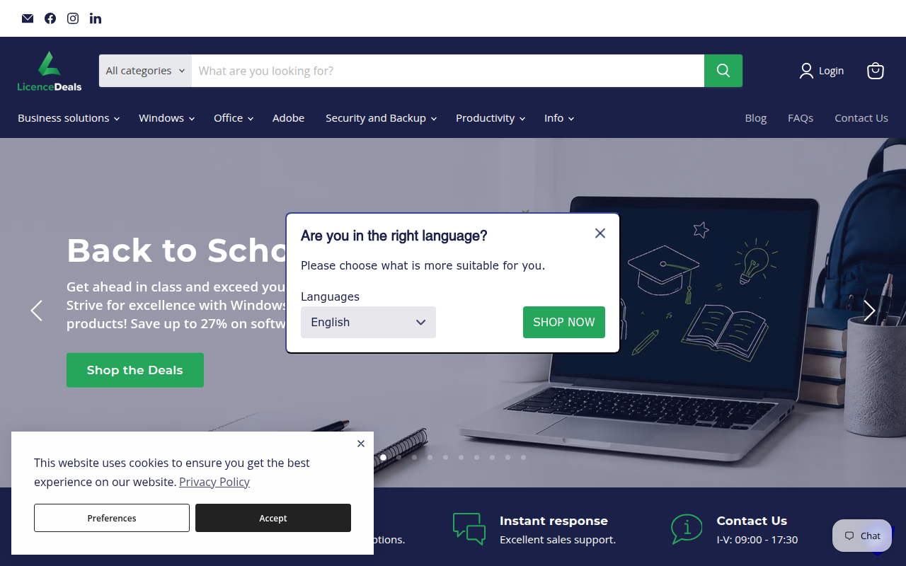 Screenshot van licencedeals.com