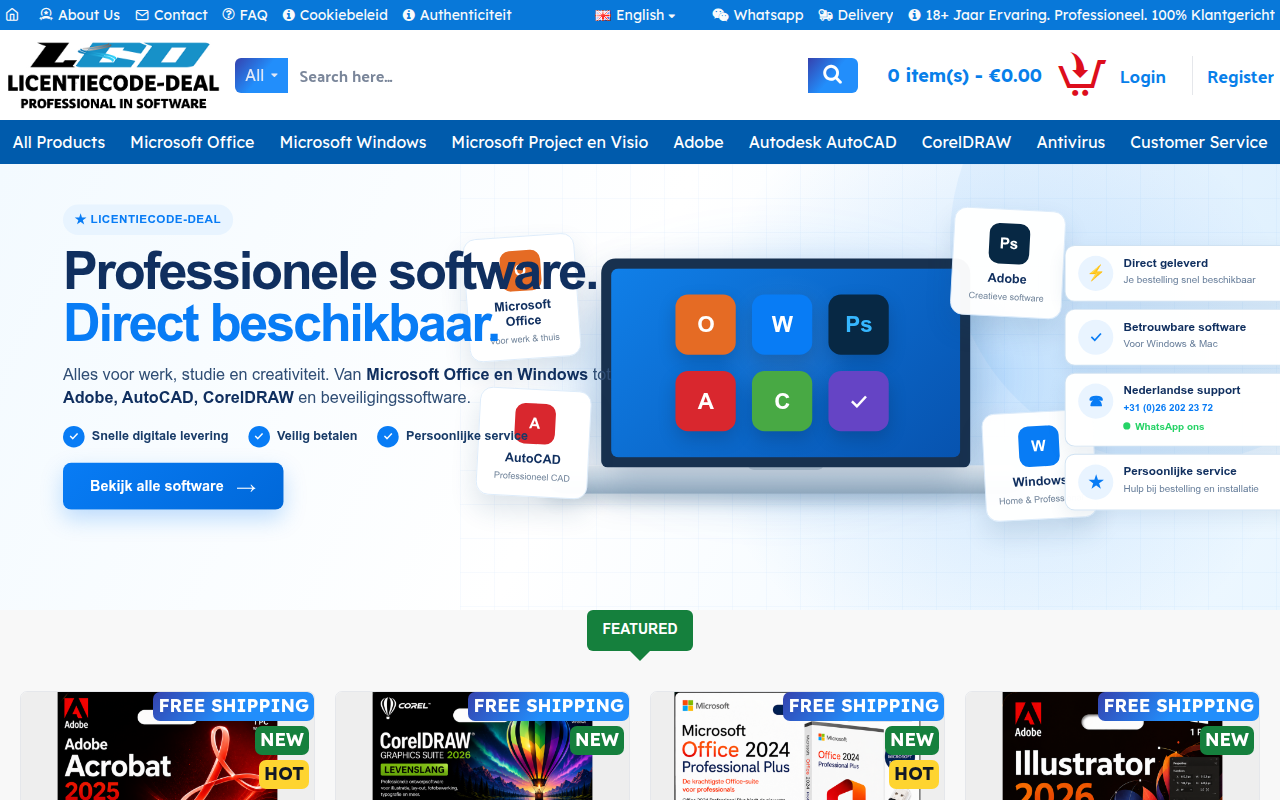 Screenshot van licentiecode-deal.nl