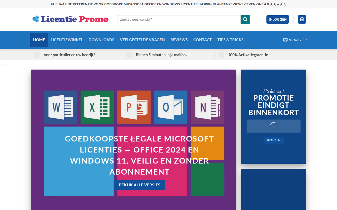 Screenshot van licentiepromo.be