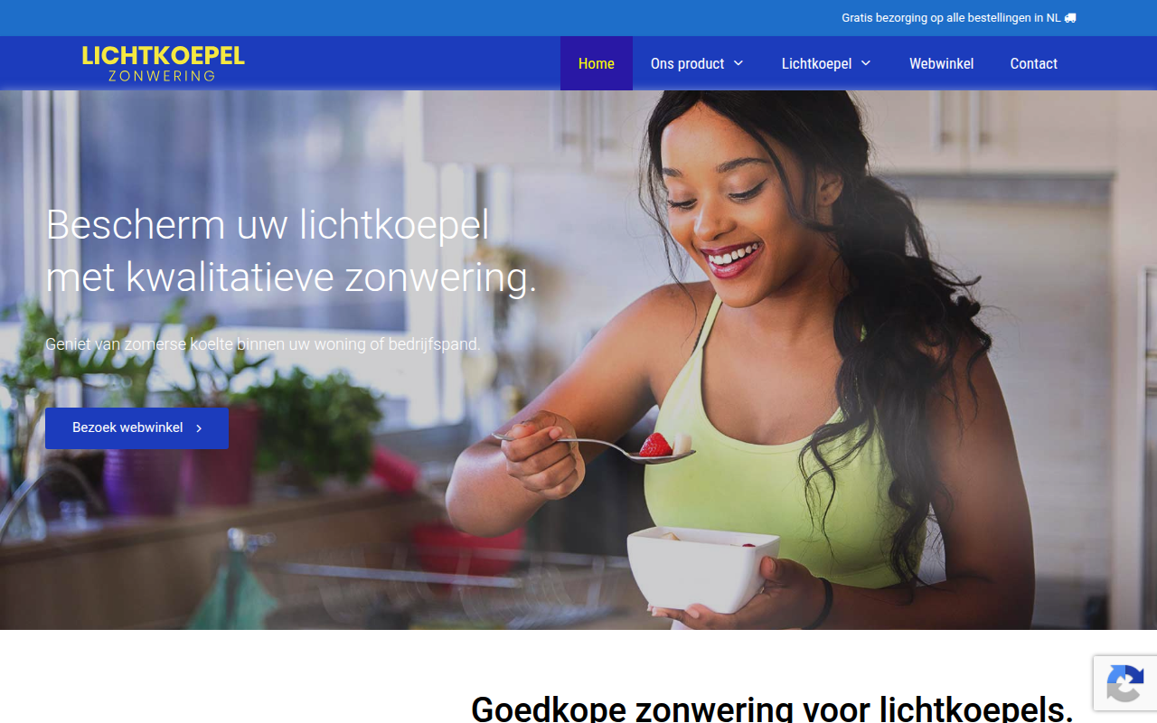 Screenshot van lichtkoepelzonwering.nl