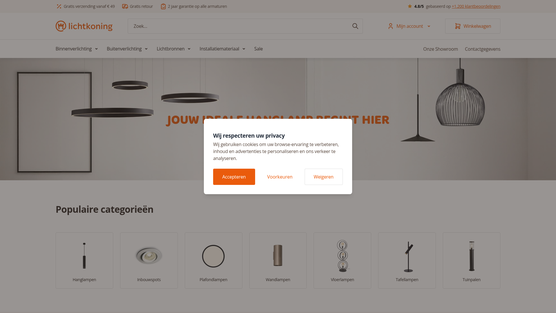 Screenshot van lichtkoning.nl