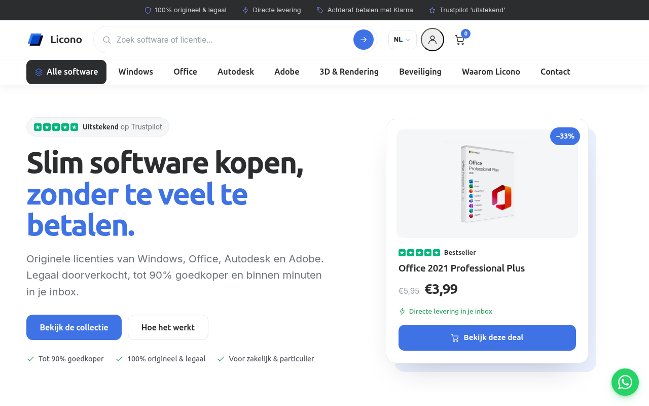 Screenshot van licono.nl
