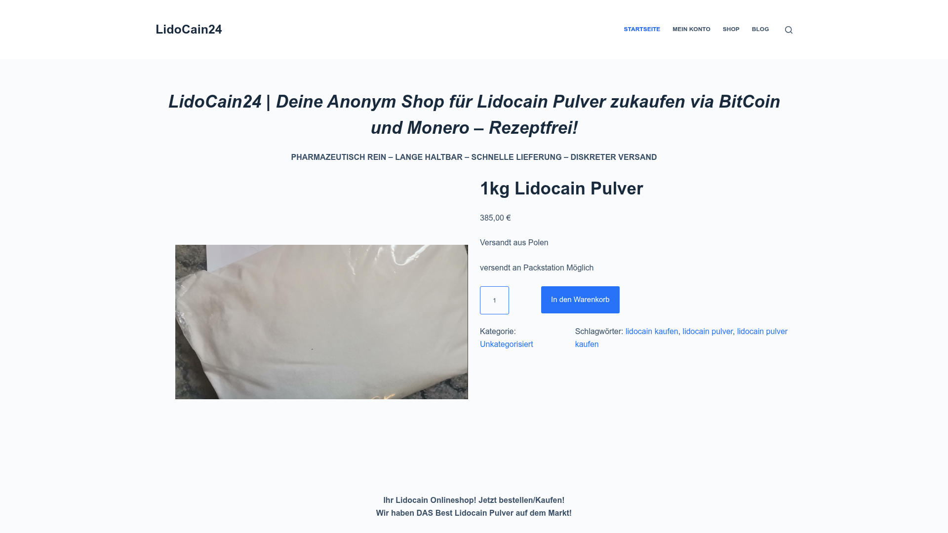 Screenshot van lidocain24.com