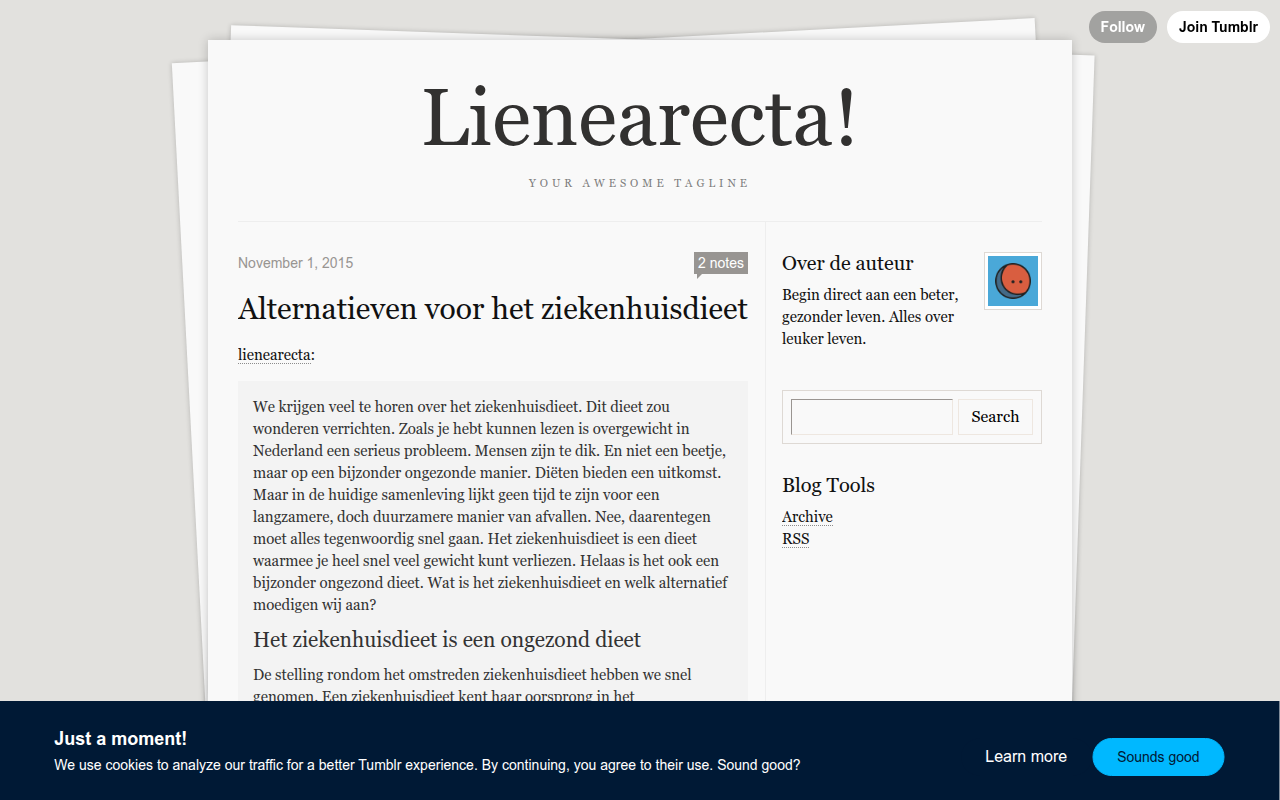Screenshot van lienearecta.nl