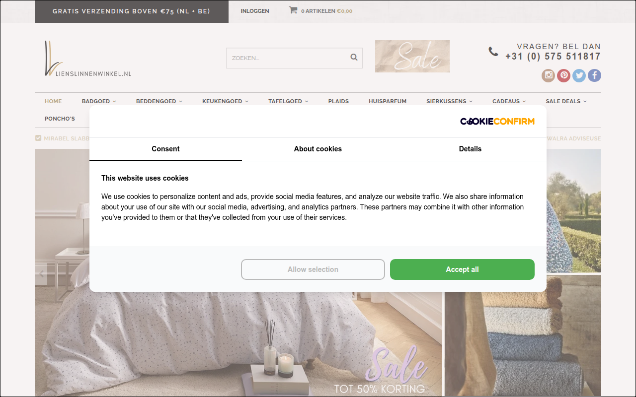 Screenshot van Lien's Linnen V.O.F.
