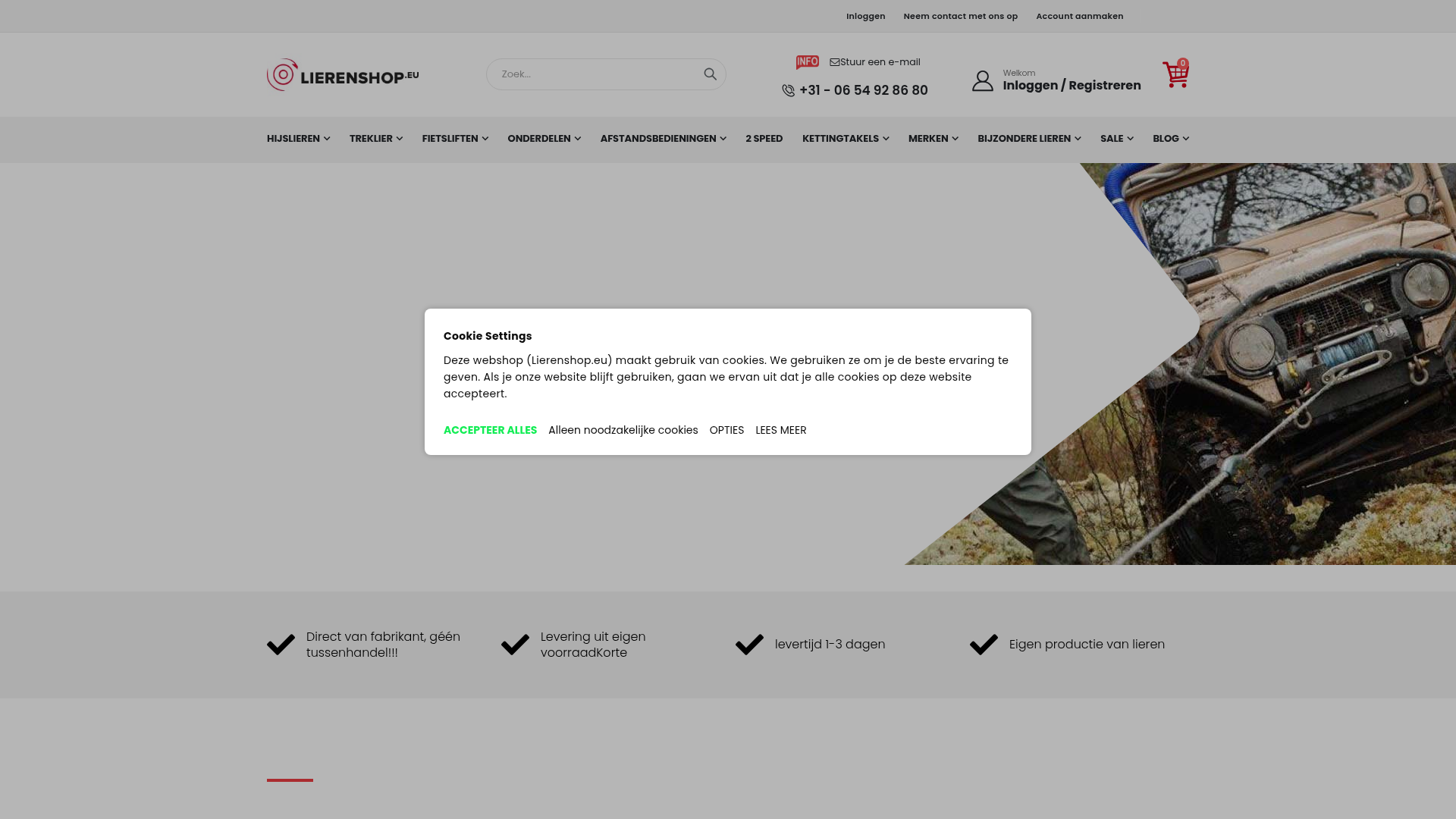 Screenshot van lierenshop.eu