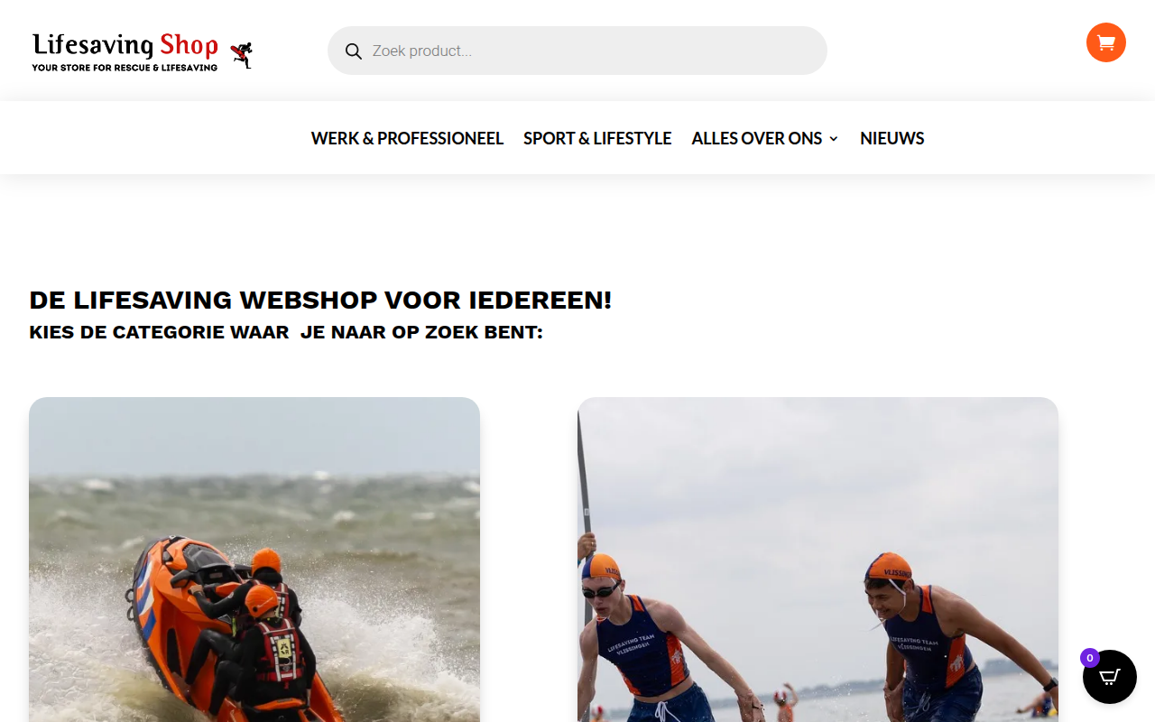 Screenshot van lifesavingshop.nl
