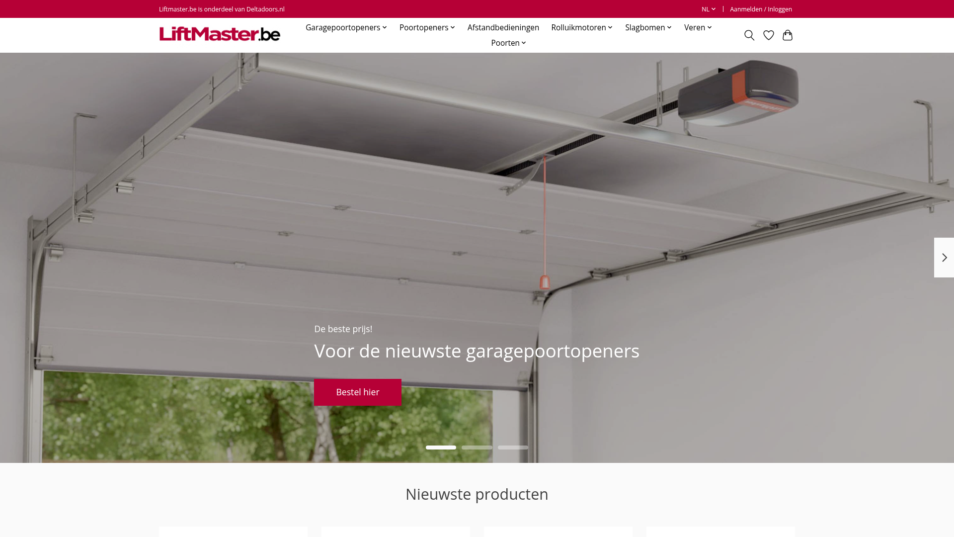 Screenshot van liftmaster.be