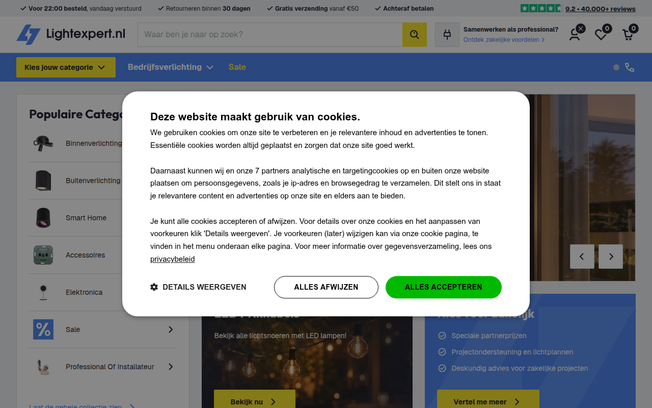 Screenshot van lightexpert.nl