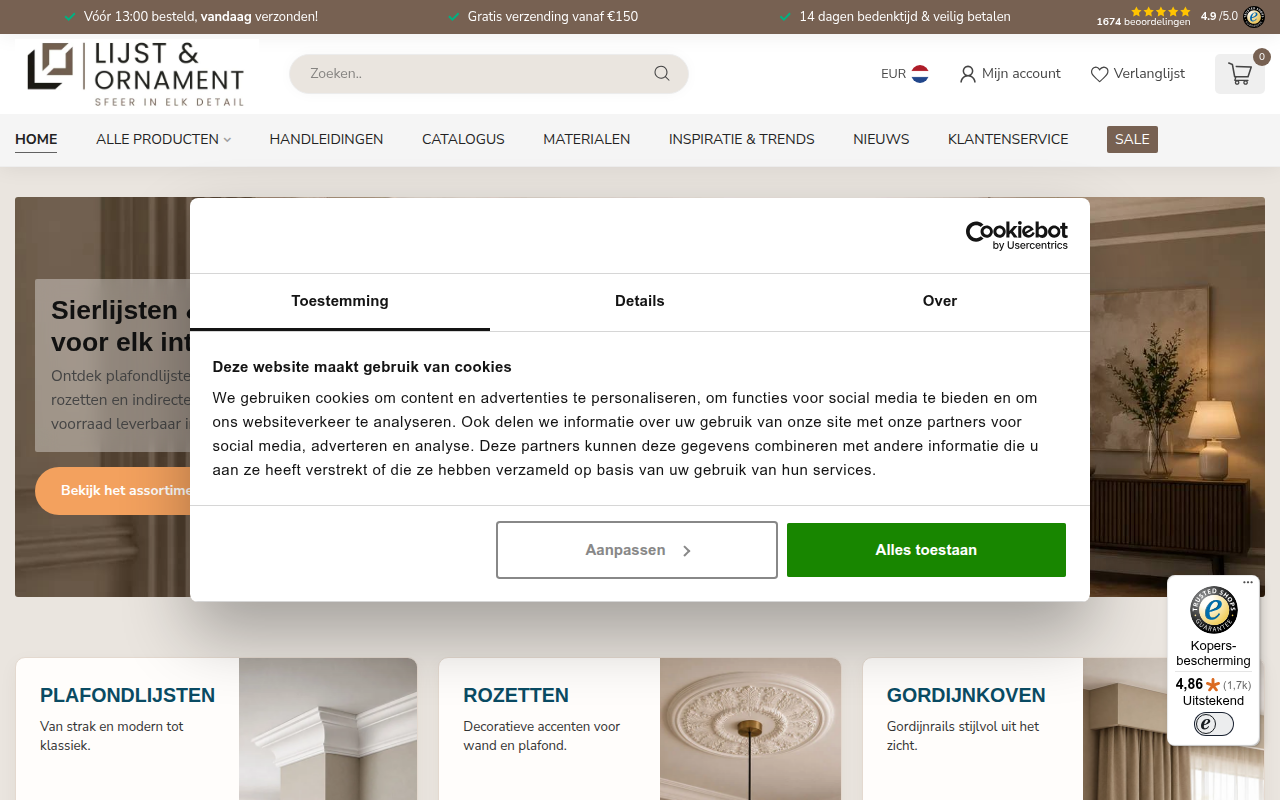 Screenshot van lijstenornament.nl