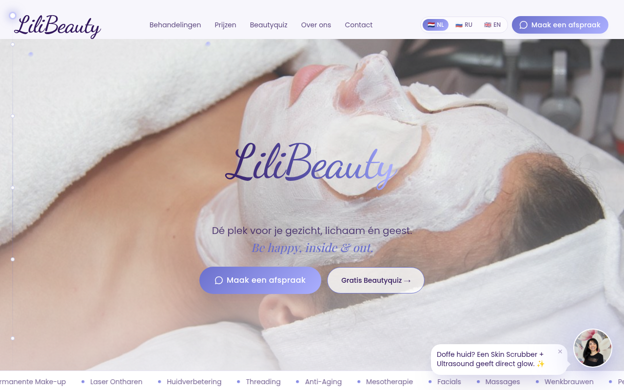 Screenshot van lilibeauty.nl