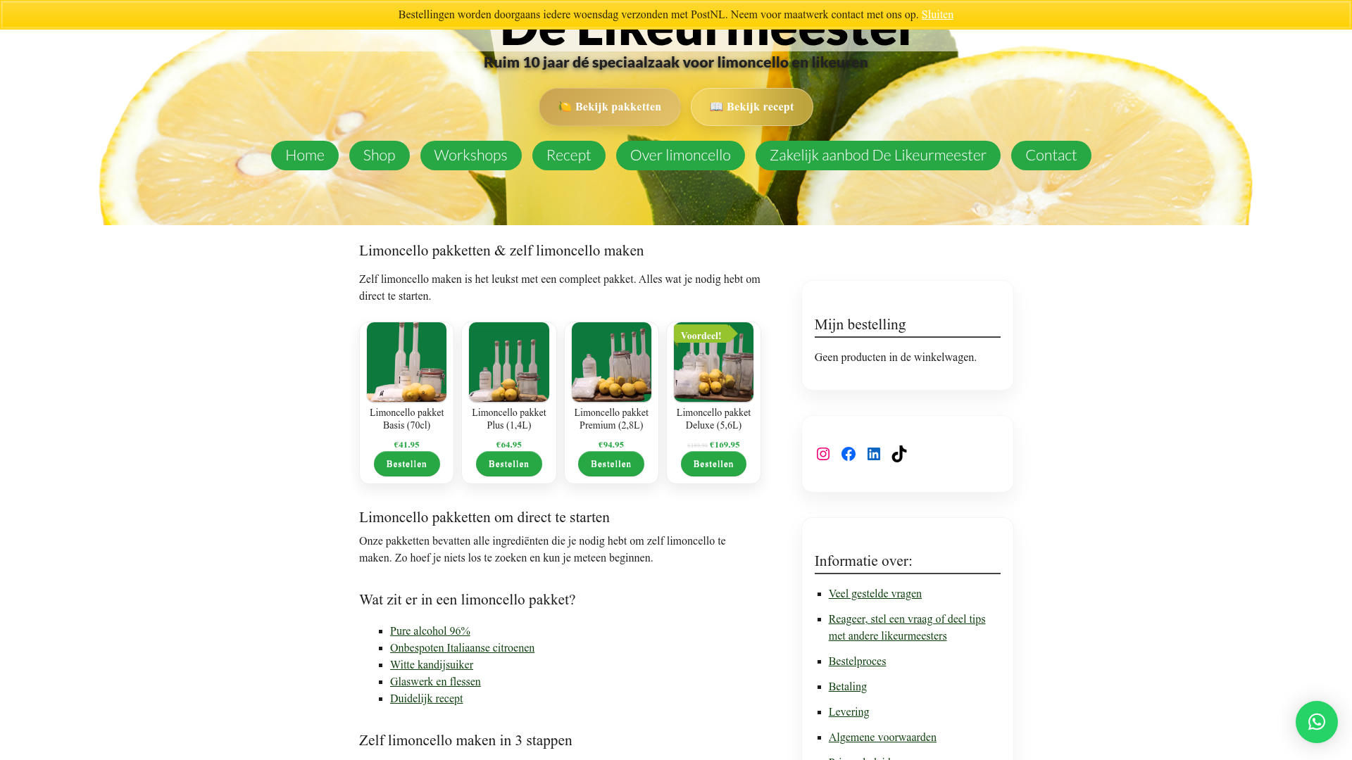 Screenshot van limoncello-maken.nl