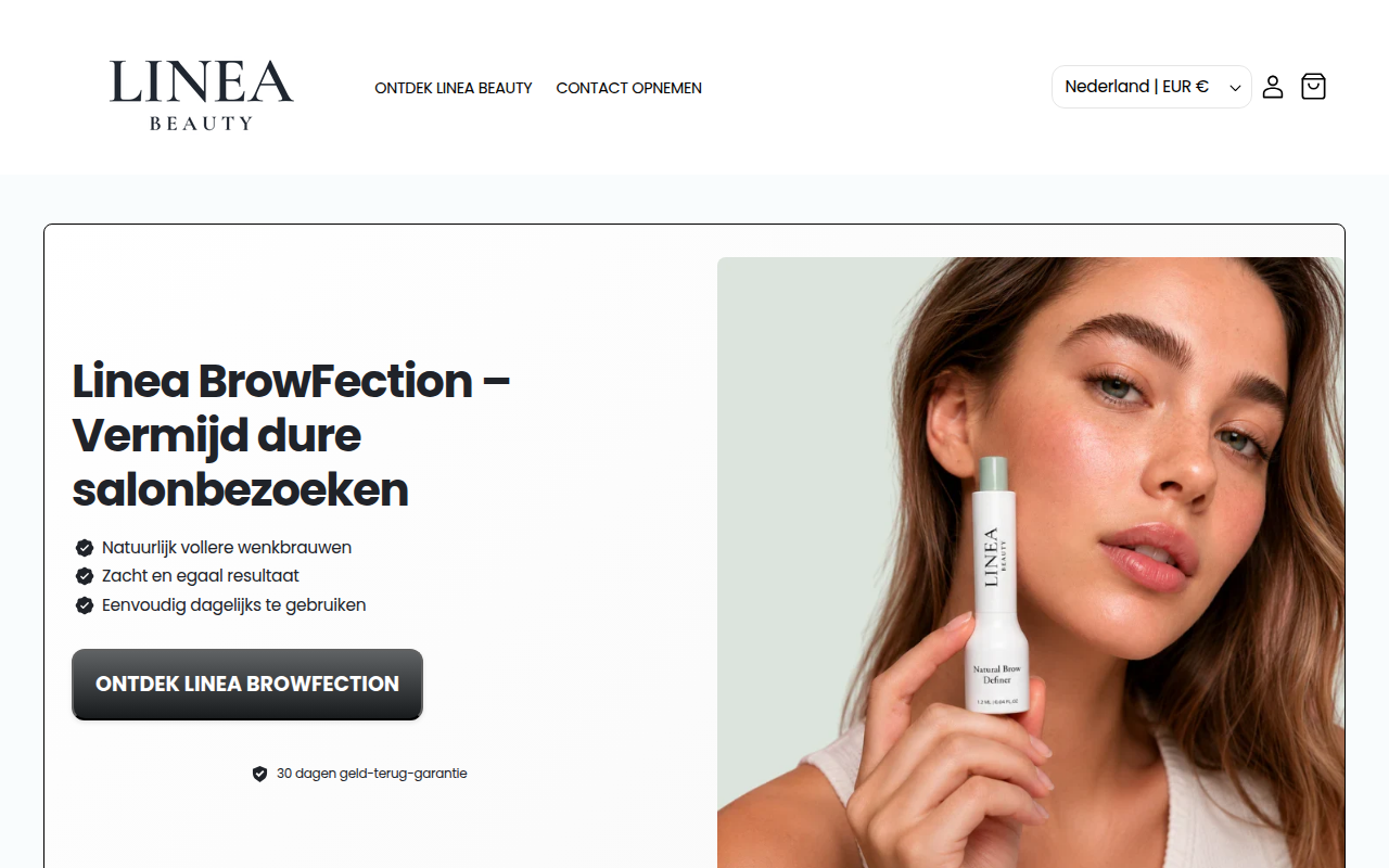 Screenshot van lineabeauty.nl