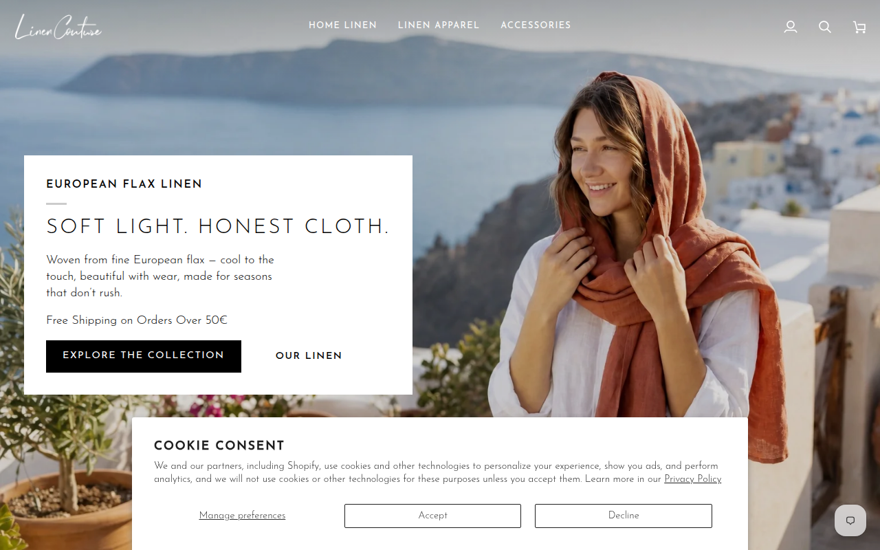 Screenshot van linencouture.com