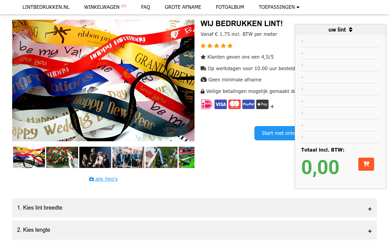 Screenshot van lintbedrukken.nl