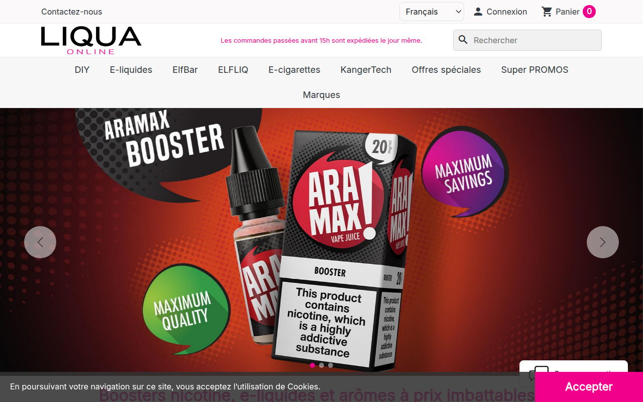 Screenshot van liqua-online.com