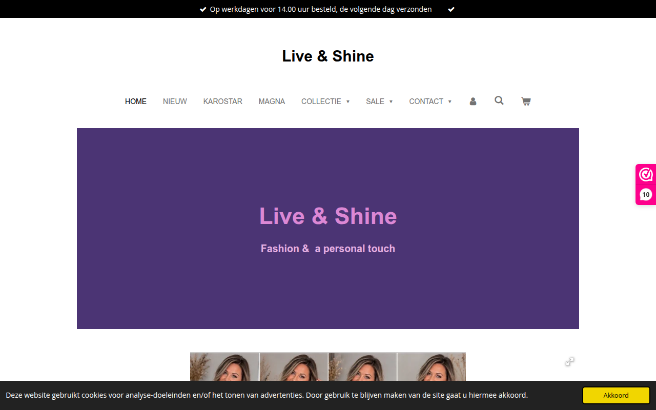 Screenshot van live-shine.nl