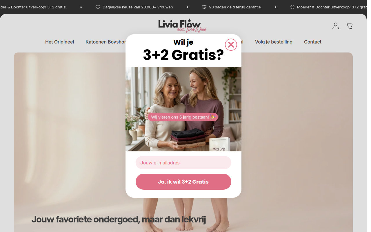 Screenshot van liviaflow.nl