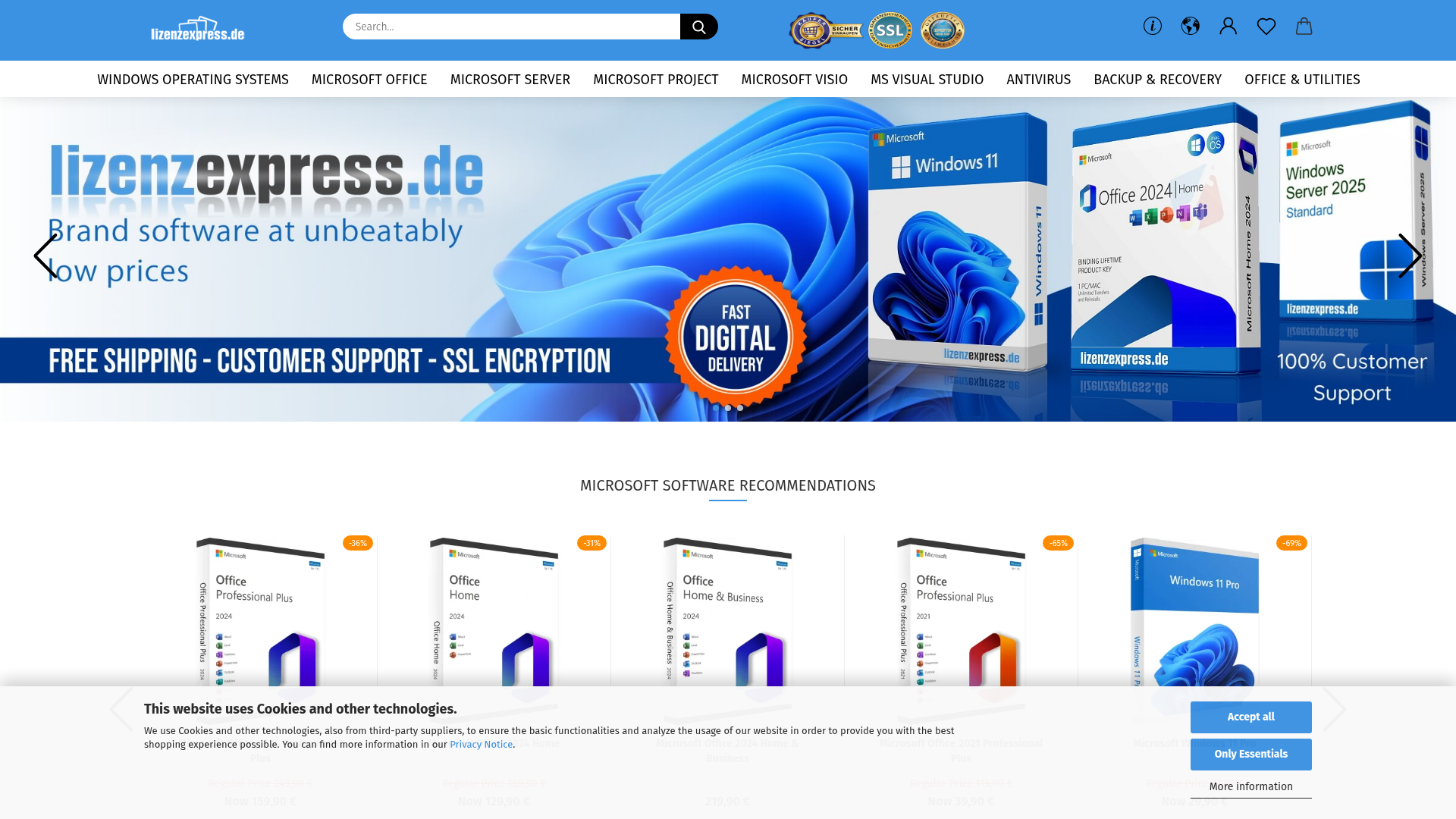 Screenshot van lizenzexpress.de