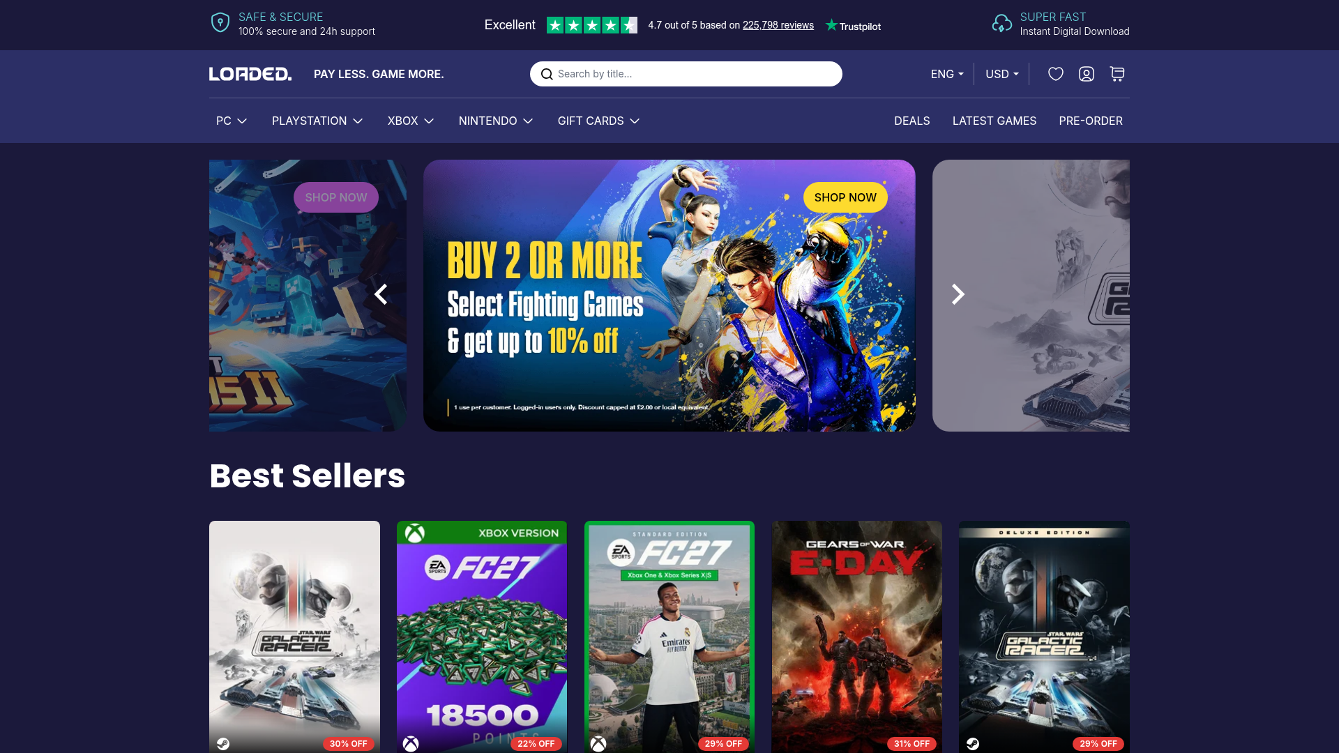 Screenshot van loaded.com