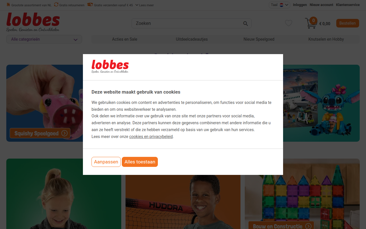 Screenshot van lobbes.nl