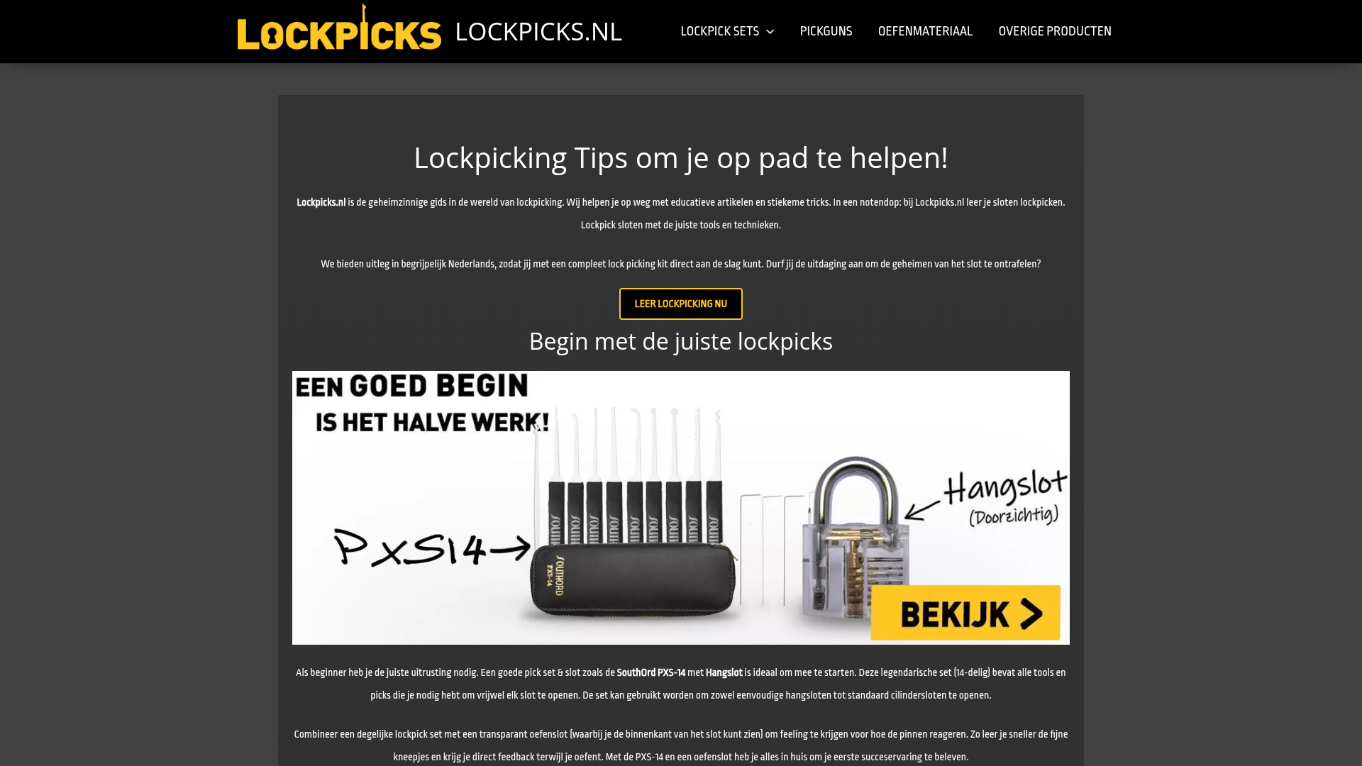 Screenshot van lockpicks.nl
