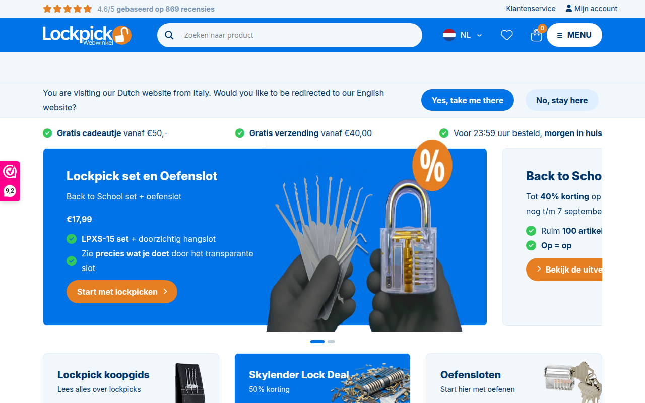 Screenshot van lockpickwebwinkel.nl