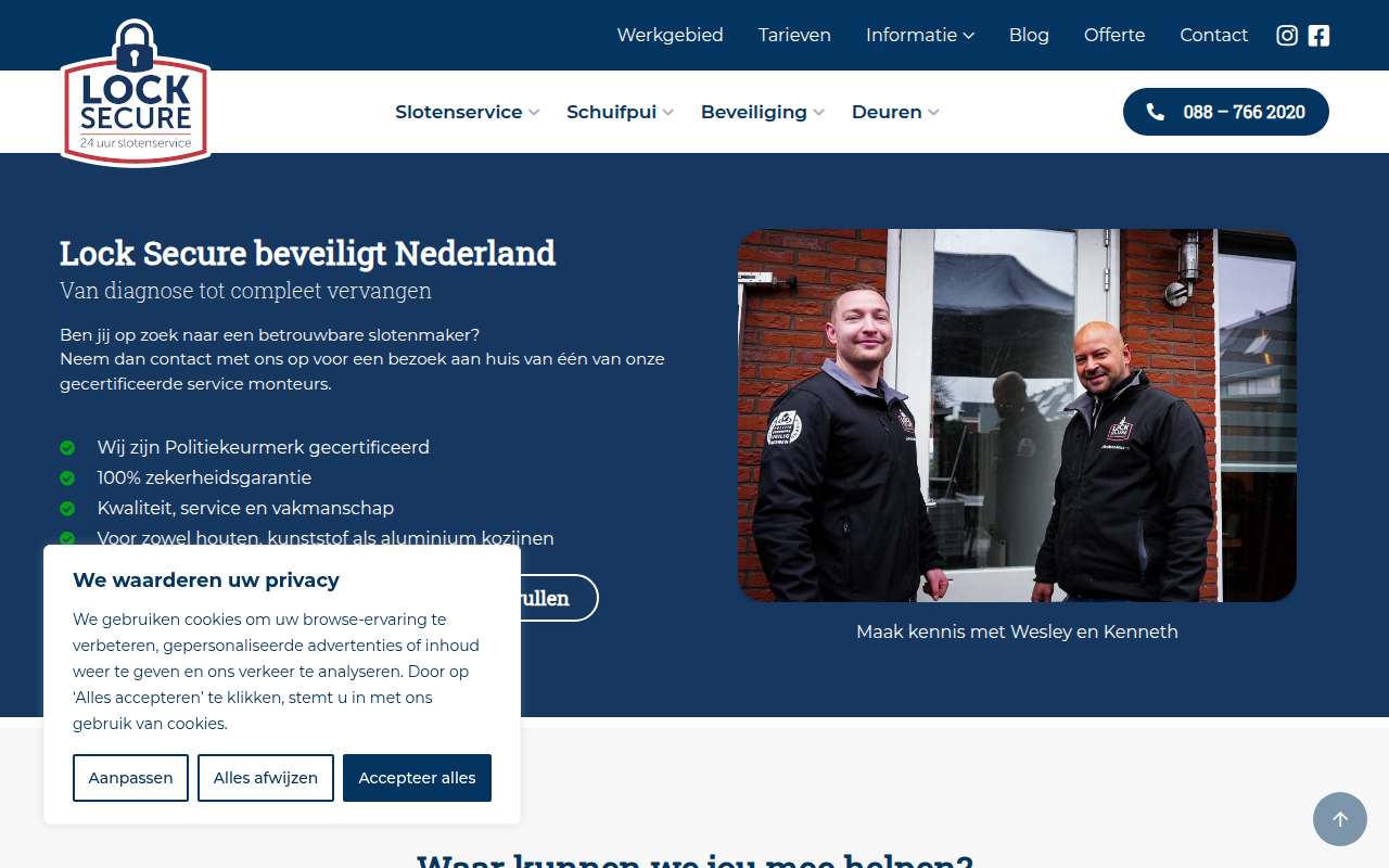 Screenshot van locksecure.nl