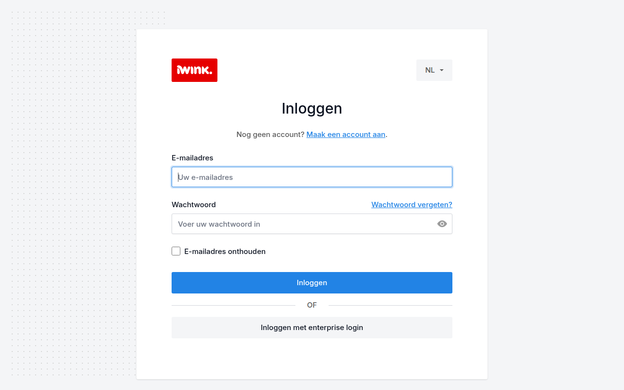 Screenshot van login.iwink.nl