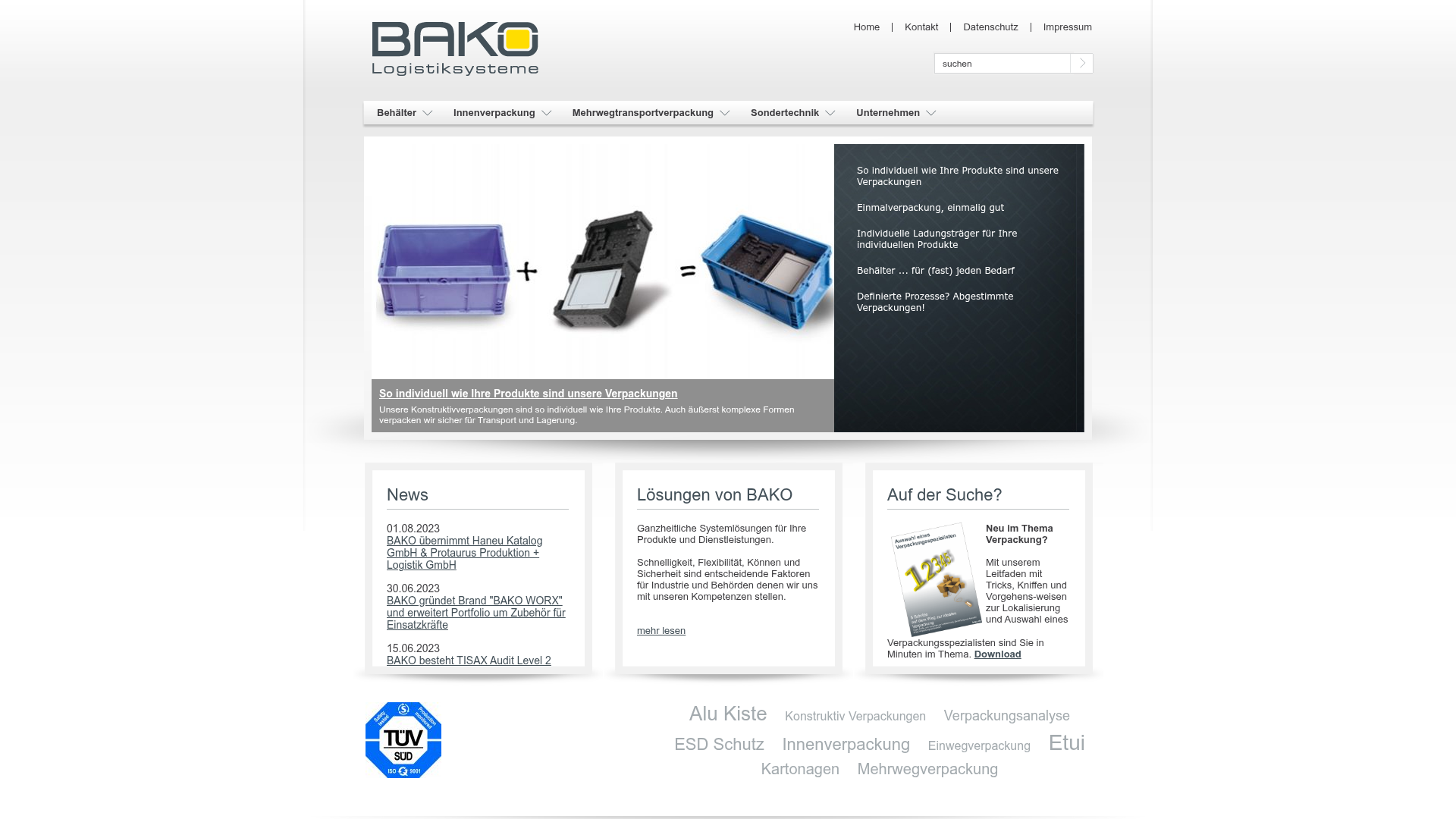 Screenshot van logistiksysteme.bako.de