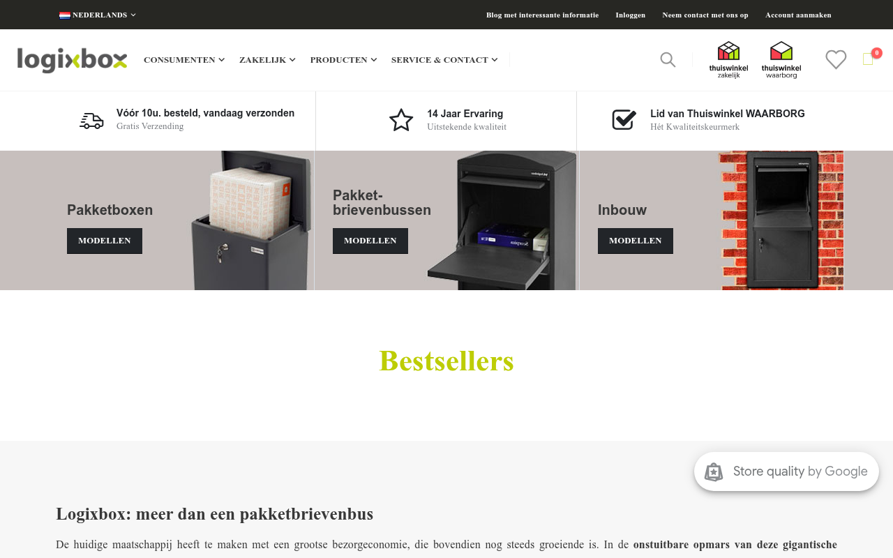 Screenshot van logixbox.nl