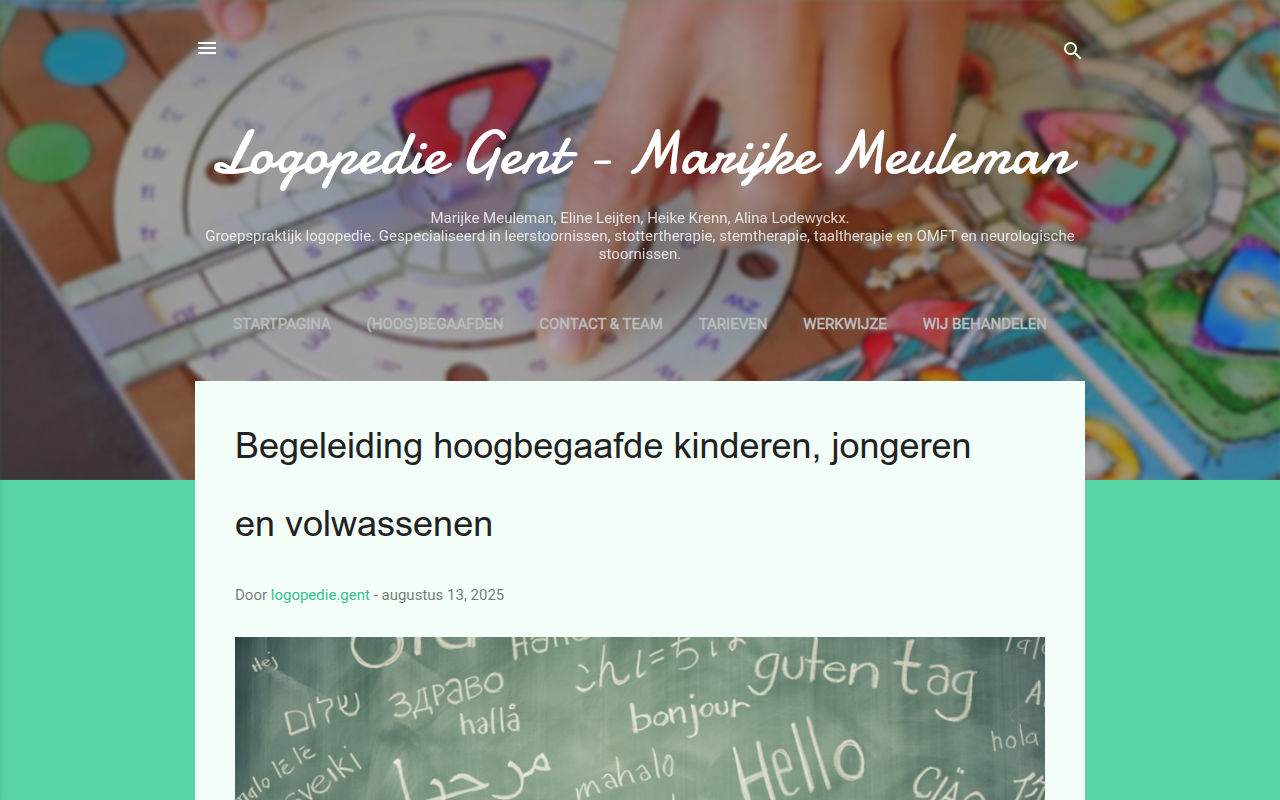 Screenshot van logopedie.gent