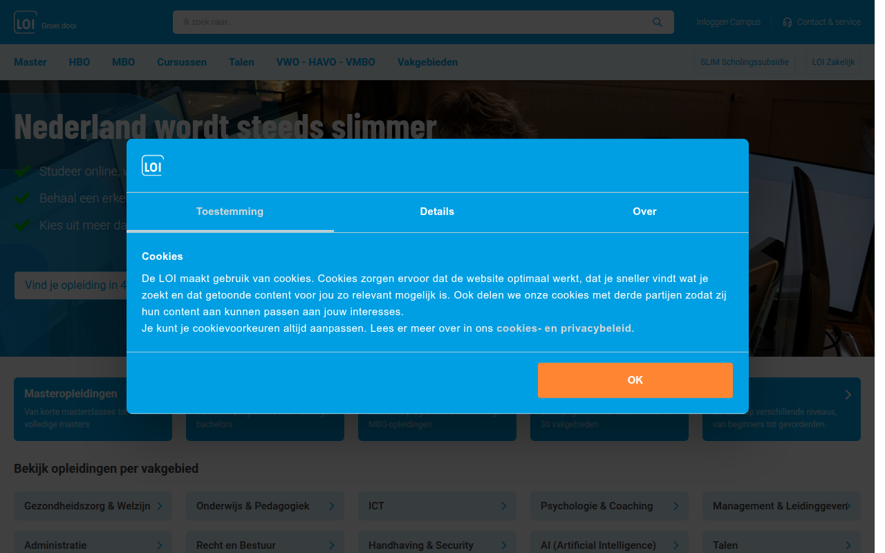 Screenshot van loi.nl