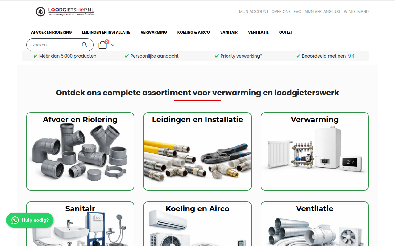 Screenshot van loodgietshop.nl
