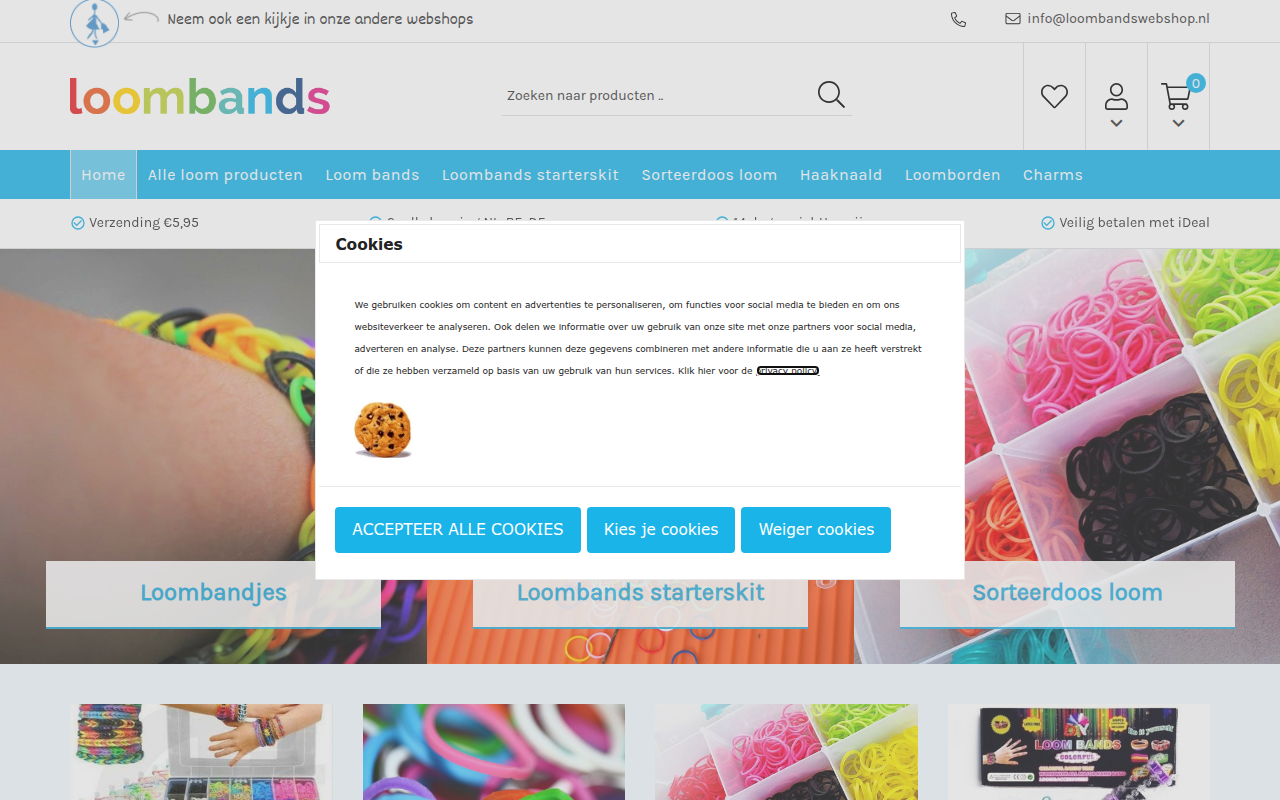 Screenshot van loombandswebshop.nl