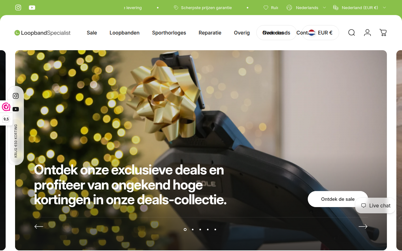 Screenshot van loopbandspecialist.nl