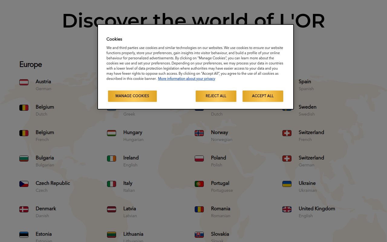 Screenshot van lorespresso.com