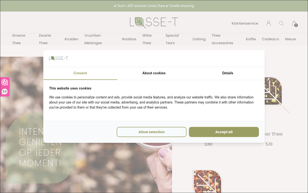 Screenshot van losse-t.nl