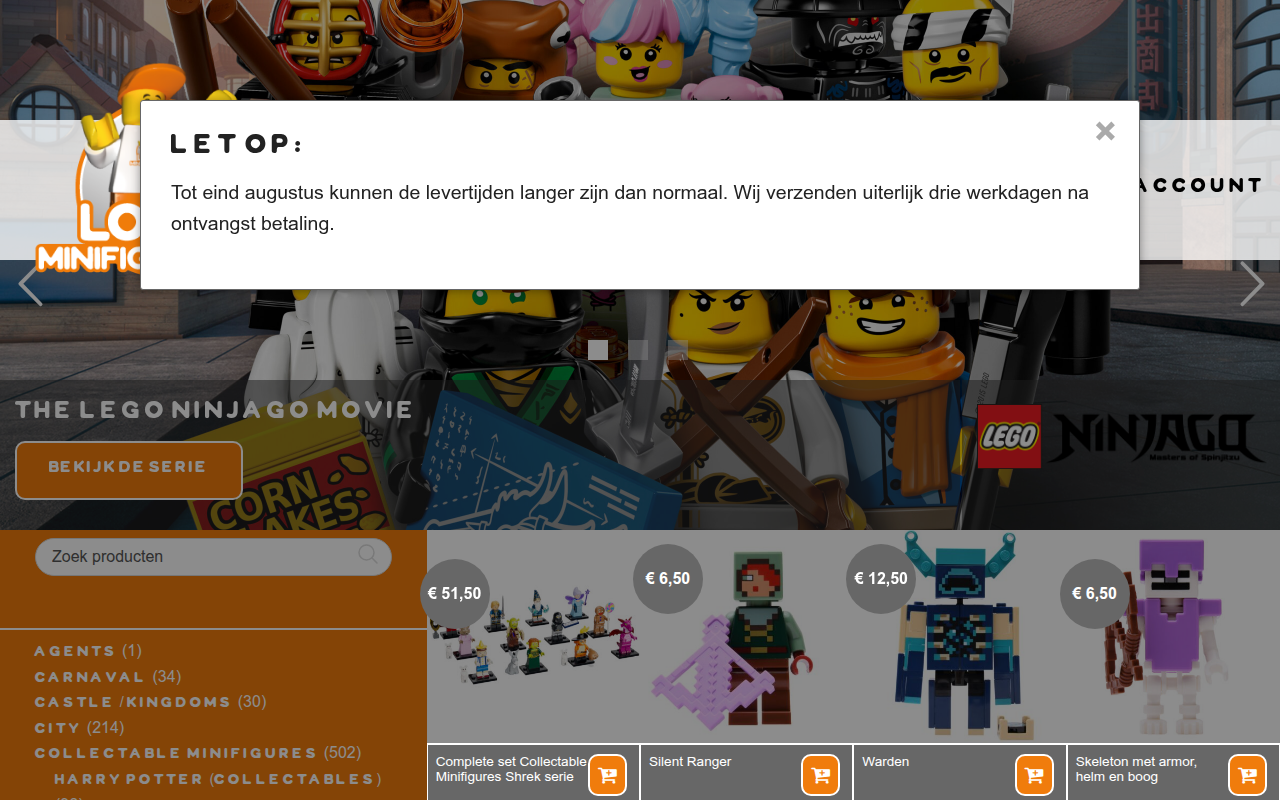 Screenshot van losseminifiguren.nl