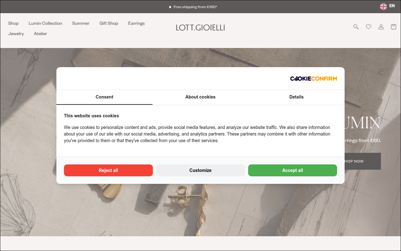 Screenshot van lottgioielli.com